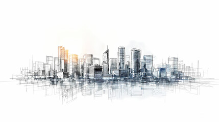 Fototapeta premium Concept Smart city for web page, banner, presentation, social media. Smart city concept with different icon and elements. city design technology for living.