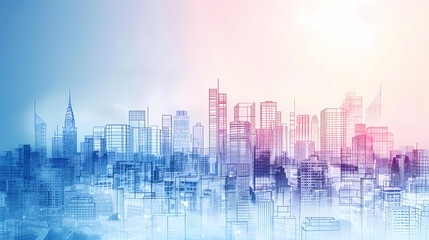 Fototapeta premium Concept Smart city for web page, banner, presentation, social media. Smart city concept with different icon and elements. city design technology for living.