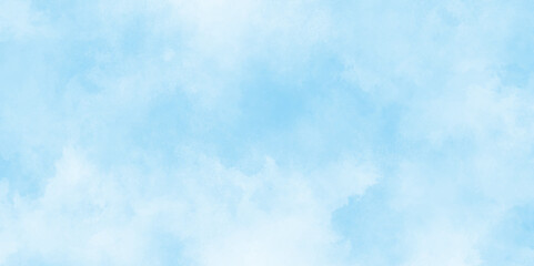 Abstract Blue watercolor painted cloudy sky background, clear blue sky background summer season clouds texture, The summer is colorful clearing day Good weather with natural clouds.	