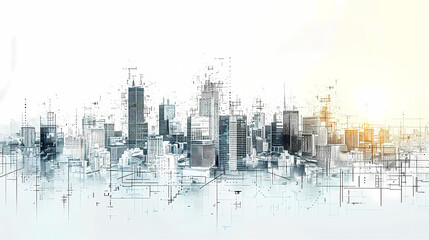 Concept Smart city for web page, banner, presentation, social media. Smart city concept with different icon and elements. city design technology for living.