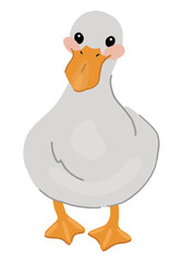 Cute duck clipart. Pretty white goose. Contemporary vector illustration isolated on white background.