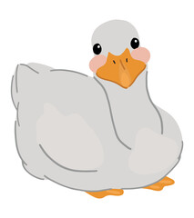 Cute duck clipart. Pretty white goose. Contemporary vector illustration isolated on white background.