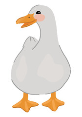 Cute duck clipart. Pretty white goose. Contemporary vector illustration isolated on white background.