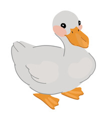 Cute duck clipart. Pretty white goose. Contemporary vector illustration isolated on white background.