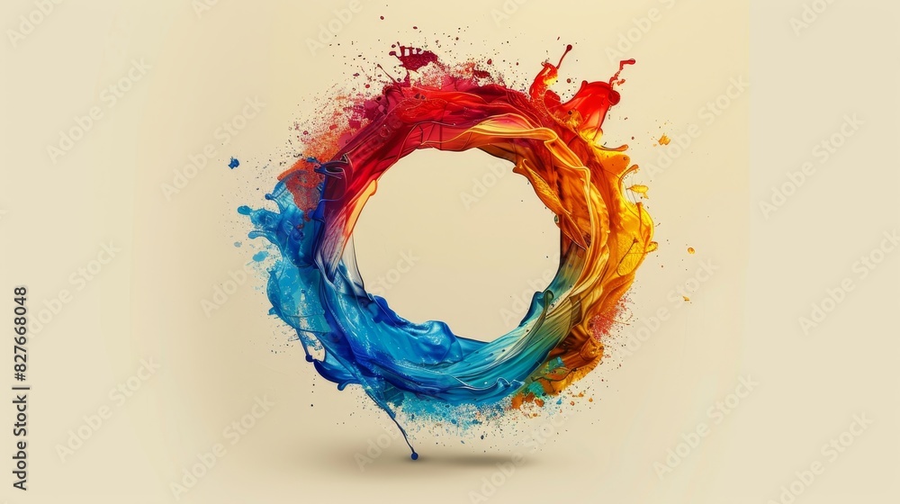 Poster a circular pattern of colorful paint splashes