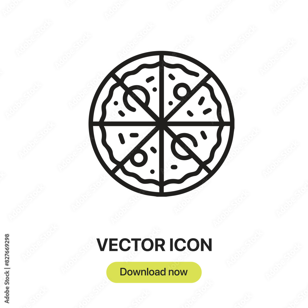 Poster pizza icon vector. linear-style sign for mobile concept and web design. pizza symbol illustration. p