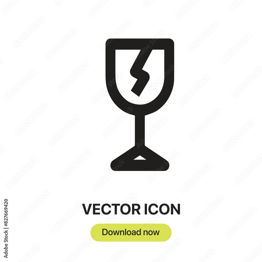 Poster fragile icon vector. linear-style sign for mobile concept and web design. fragile symbol illustratio