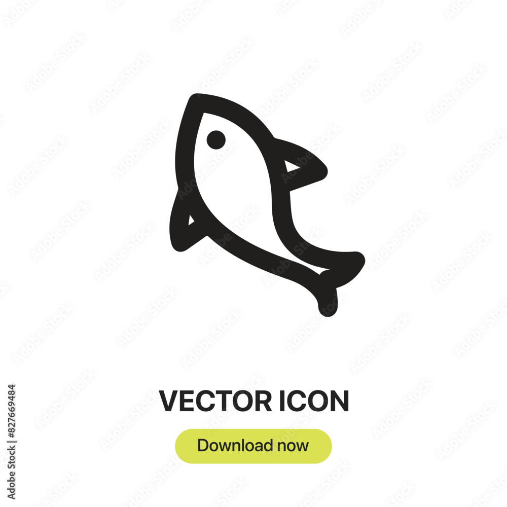 Poster fish icon vector. linear-style sign for mobile concept and web design. fish symbol illustration. pix