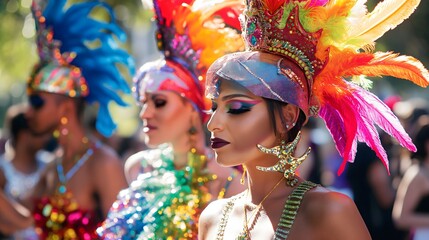 Obraz premium 3. **Drag Extravaganza**: Showcase the dazzling performances and fabulous costumes of a drag show at an LGBTQ+ festival, with ample space for a caption that celebrates the artistry and creativity of