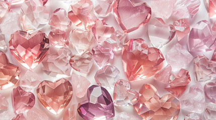 Crystal (glass) Hearts in Pink Color. Precious and shiny as diamonds