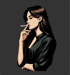 Obraz premium smoking woman halfbody fromside longhair