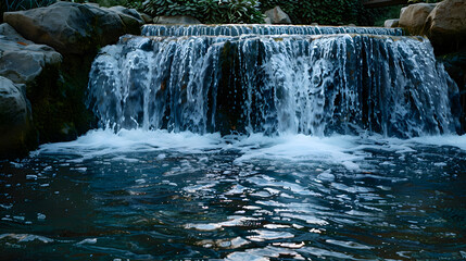 A picturesque waterfall cascading into a crystal-clear pool below