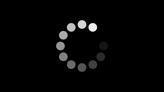 Loading circle icon animation on black background. Download Progress, Preloader Animation Web Design Template. Seamless Loop Animation in 4K 