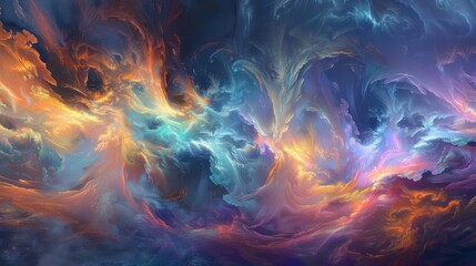 A stunning and mesmerizing abstract artwork depicting a cosmic energy cloud