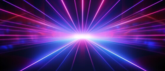 Abstract neon background with colorful beams of light.  Dynamic light trails.