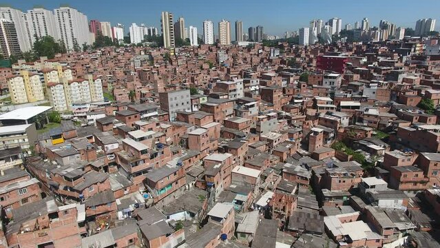 Aerial view of Parais&oacute;polis Favela - S&atilde;o Paulo, Brazil