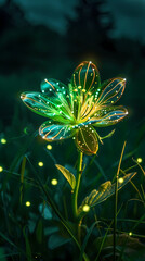 Glowing flowers in the grass