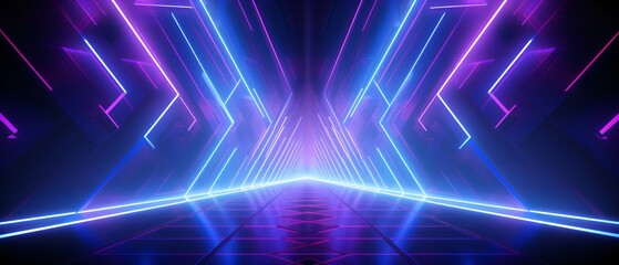 Fototapeta premium Abstract neon background with colorful beams of light. Dynamic light trails.