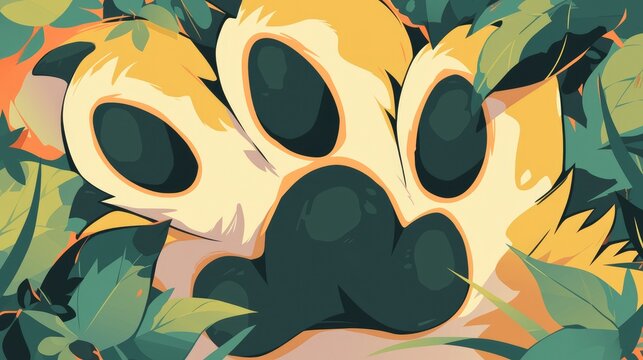 Embed the paw icon within a camouflage emblem
