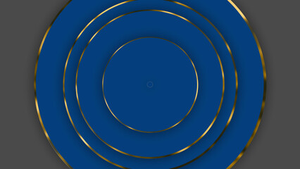 Blue golden luxury circular seamless looped animated background. 3d circle rings minimal animation for presentation, event party text backdrop. Black friday sale. Music dark illustration.blue frame 4K