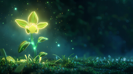 Fototapeta premium Glowing flowers in the grass