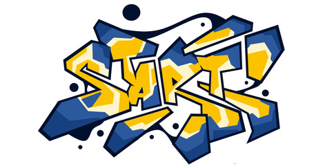 Start word graffiti font text sticker