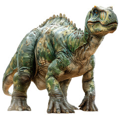 Fototapeta premium Iguanodon isolated solid white background, without shadow, single object, detailed, PNG diecut style