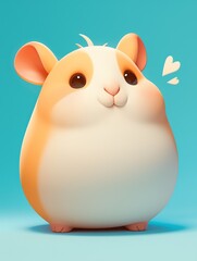 Bright and Playful 3D Cartoon Hamster Icon on White Background. Clay Material, Simple Shape. AI-Generated Illustration. 4K HD Wallpaper. Background.