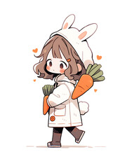 小兔子女孩和胡萝卜