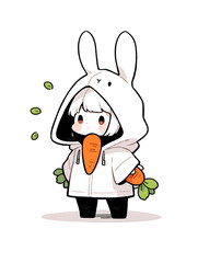 小兔子女孩和胡萝卜