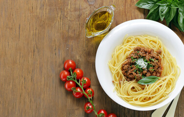 traditional italian food pasta with tomato sauce and basil