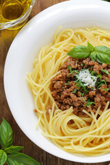 traditional italian food pasta with tomato sauce and basil