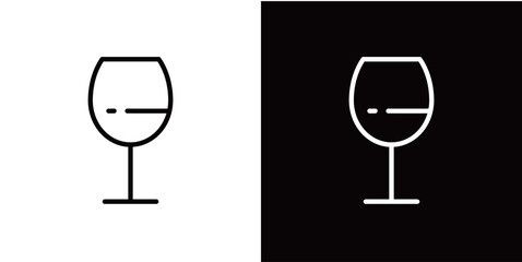 シンプルなワイングラスのラインアイコン