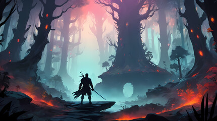 game/story concept art- castle/warrior/monster/magic/adventure