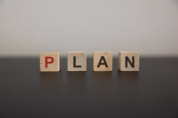 Obraz premium Plan word written on wooden cubes.