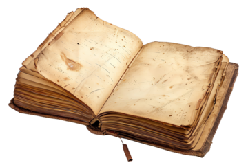 Close-up of an antique, weathered open book with aged, yellow pages, displaying the charm and character of historical artifacts.