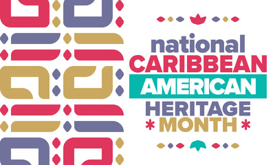 Caribbean American Heritage Month in June. Culture Month to the people of America. Celebrate annual with festival. Happy holiday. Poster, card, banner and background. Vector illustration