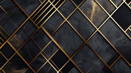 Geometric pattern with gold lines on dark background