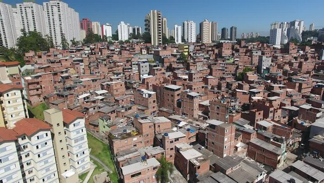 Aerial view of Parais&oacute;polis Favela - S&atilde;o Paulo, Brazil