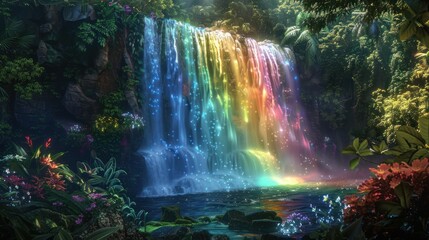 The falls are red, green and yellow.