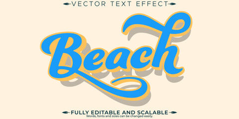 Summer sale text effect, editable marketing and beach text style