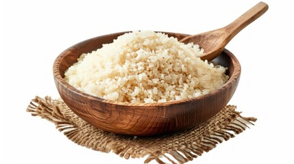 Hot steamed rice white background cut out