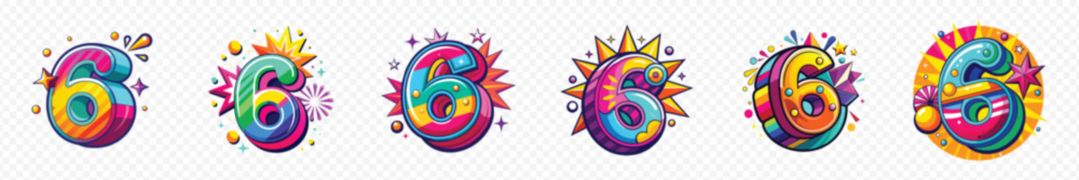  6 years anniversary, 6th Anniversary Logo Design, Number 6 Icon Vector Template,  Golden number 6 with sparkling confetti, 6th Anniversary celebration Vector background, logo design number 6, monogr