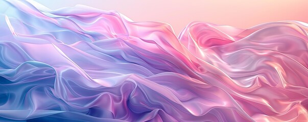 Fototapeta premium 3D abstract background featuring layered, translucent waves in pastel hues
