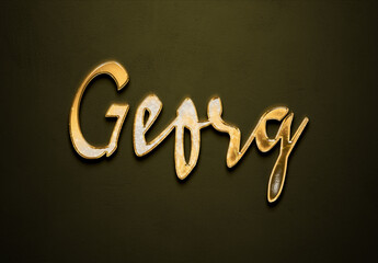 Old gold text effect of German name Georg with 3D glossy style Mockup.