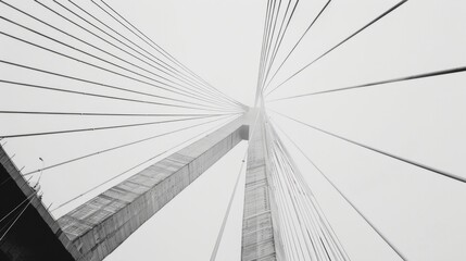 Fototapeta premium Detail of the multi-span cable-stayed bridge on sky background