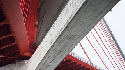 Obraz premium Detail of the multi-span cable-stayed bridge on sky background