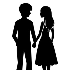 Silhouette illustration of a realistic young couple standing side by side.