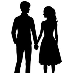 Silhouette illustration of a realistic young couple standing side by side.
