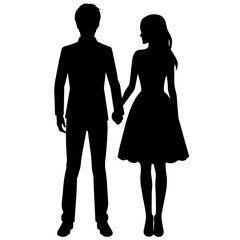 Silhouette illustration of a realistic young couple standing side by side.